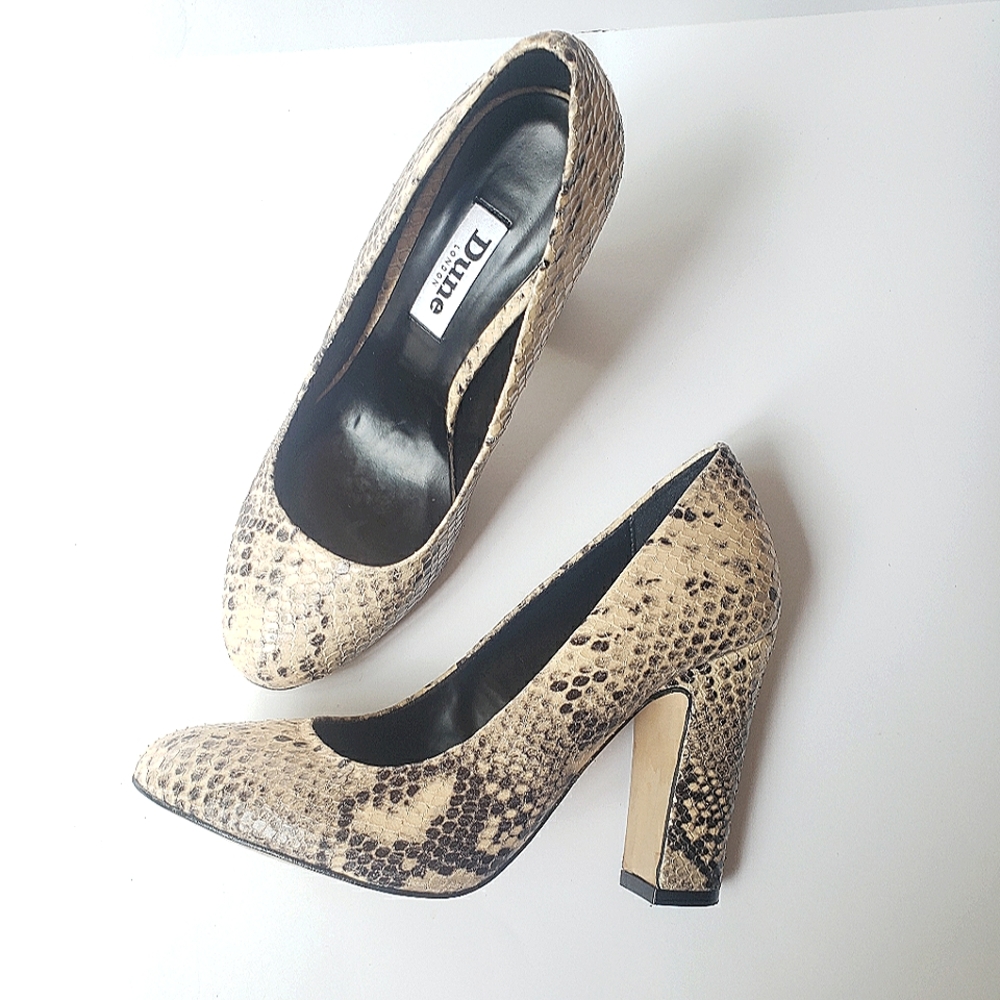 Dune London Aubree Real Snake Skin Court Heels